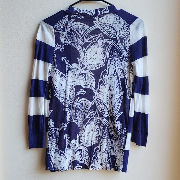 LOFT Purple/White Striped Mixed Media Cardigan Sweater Size Small - Picture 15 of 15